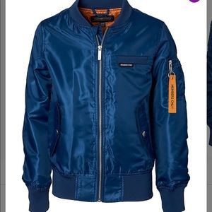 Members Only- **Dark Sea Twill Bomber Jacket - Boys 14-16 -cool retro look! NWT